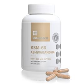 USA Medical KSM-66 ASHWAGANDHA - Ashwagandha kapszula 350mg glicinnel (60 db)