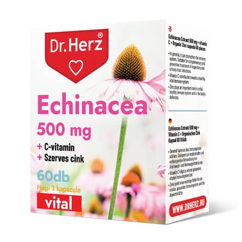 Dr. Herz Echinacea 500 mg+C-vitamin+Szerves Cink 60 db kapszula