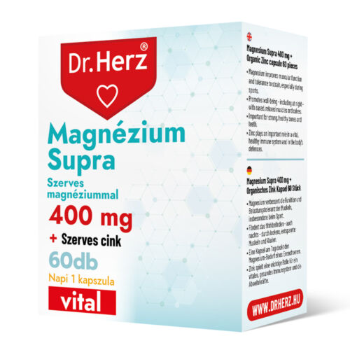 Dr. Herz Magnézium Supra 400 mg + Szerves Cink 60 db kapszula doboz