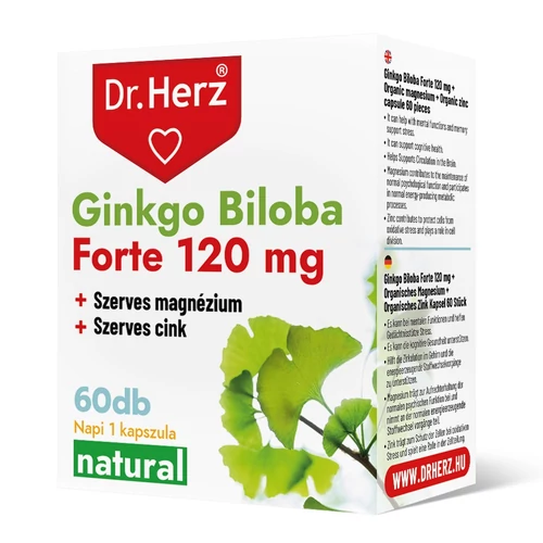 Dr. Herz Ginkgo Biloba Forte 120mg + Szerves Magnézium + Szerves Cink 60db kapszula