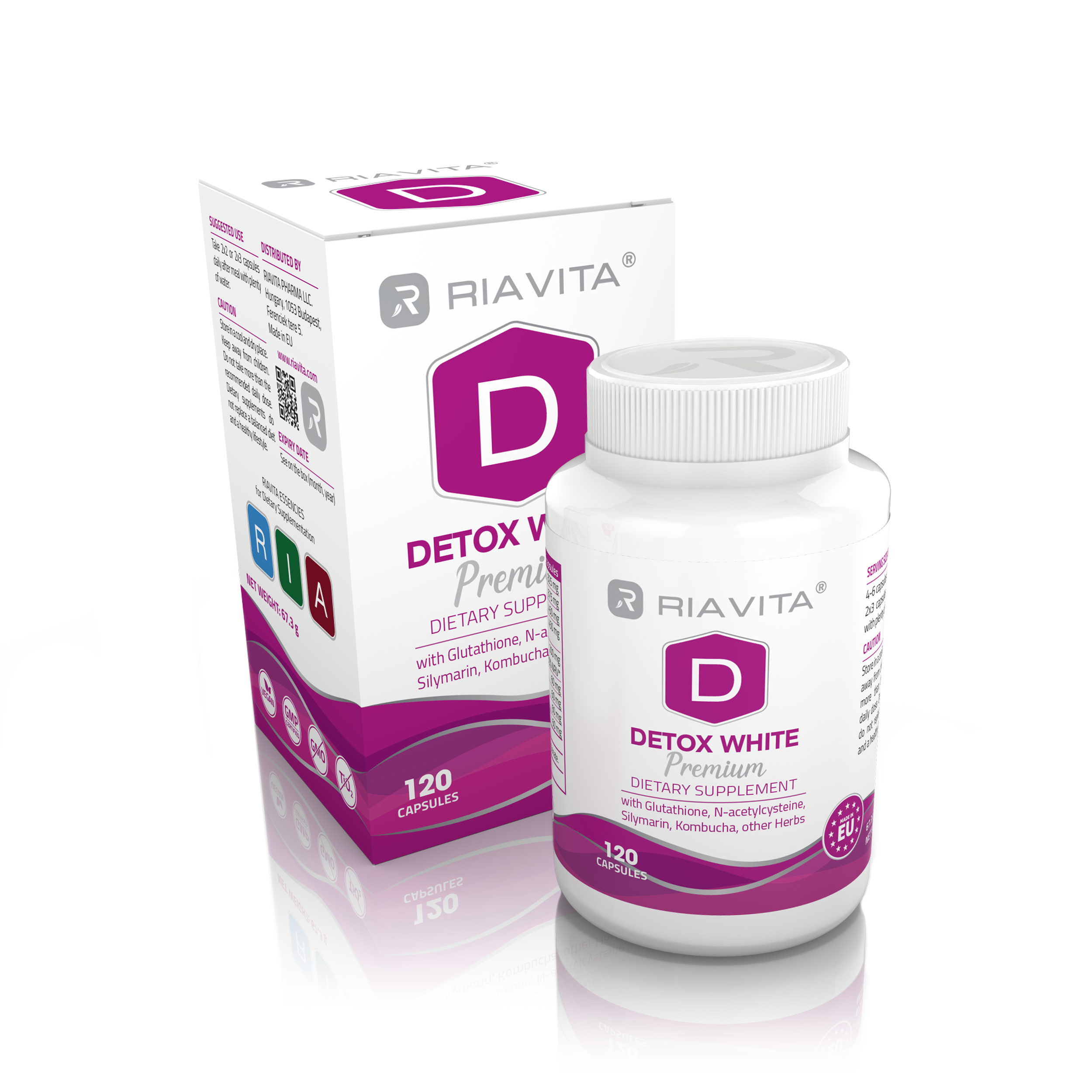 RIAVITA Detox White méregtelenítő étrend-kiegészítő (120 db kapszula)