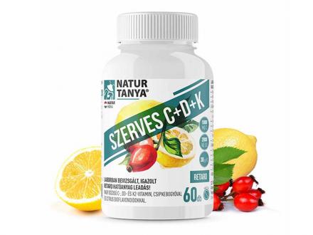 Natur Tanya SZERVES C+D+K - Retard 1000mg C-vitamin, 2000IU D3-vitamin (Szavatosság: 2023.11.)