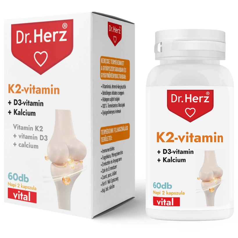 Dr. Herz K2-vitamin + D3 + Kalcium kapszula 60db /Lejárat: 25/07
