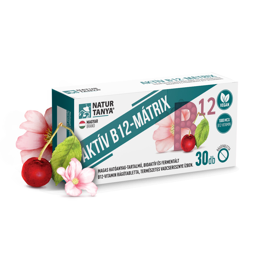 Natur Tanya® AKTÍV B12-MÁTRIX - Magas hatóanyag-tartalmú, bioaktív és fermentált B12-vitamin rágótabletta