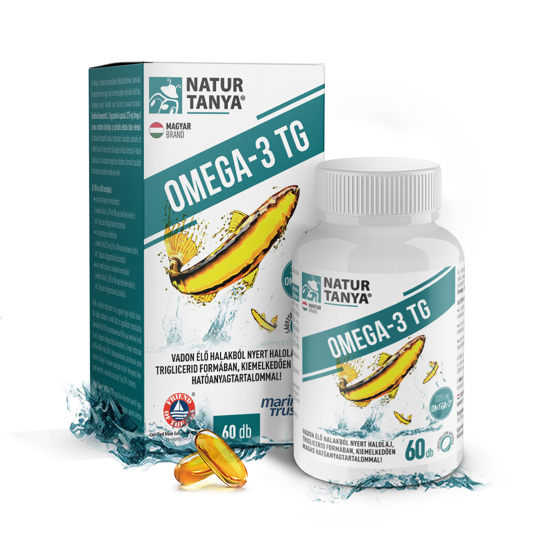Natur Tanya OMEGA-3 TG - Vadvízi halolaj, 3375 mg Omega-3 zsírsav tartalommal, triglicerid formában (60 db)